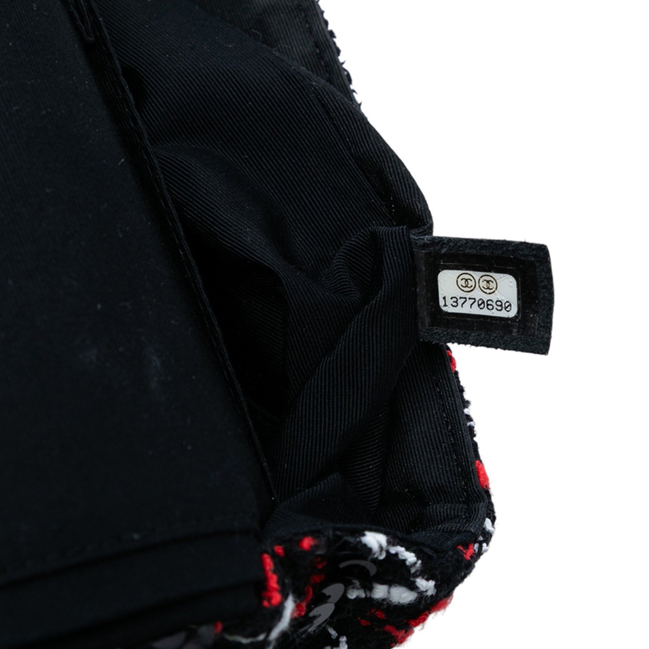 Chanel Medium Classic Sequined Tweed Double Flap Zwart