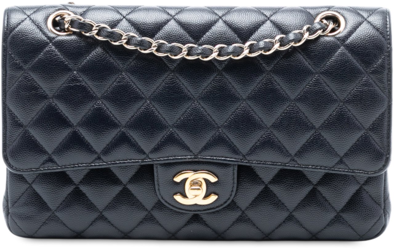 Chanel Medium Classic Caviar Double Flap Blauw