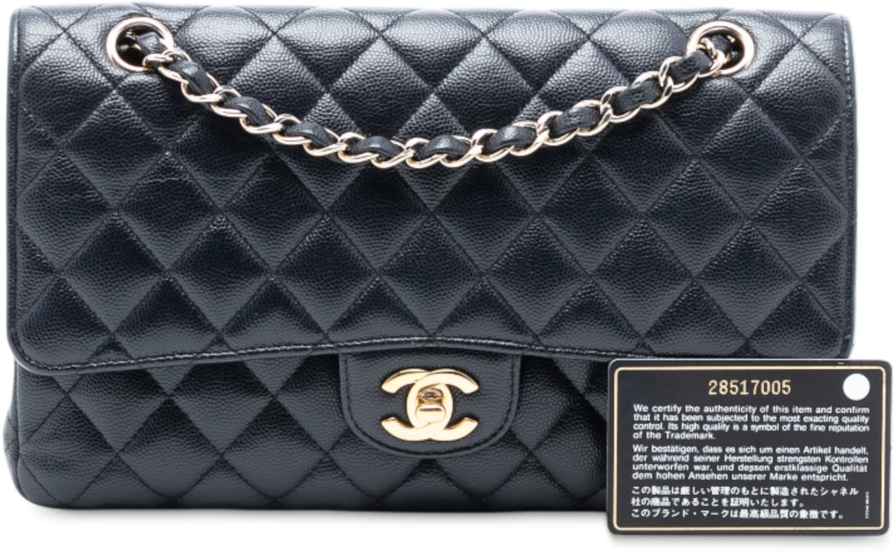 Chanel Medium Classic Caviar Double Flap Blauw
