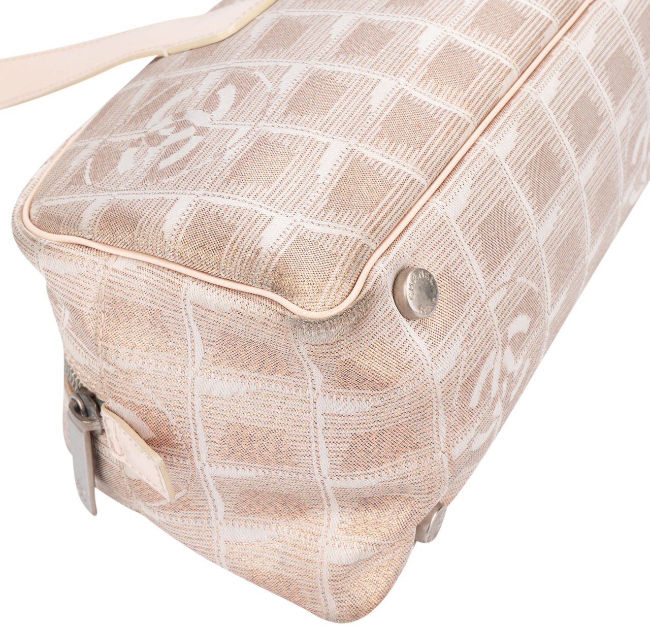 Chanel Chanel Travel Line Glitter Monogram Handbag Beige
