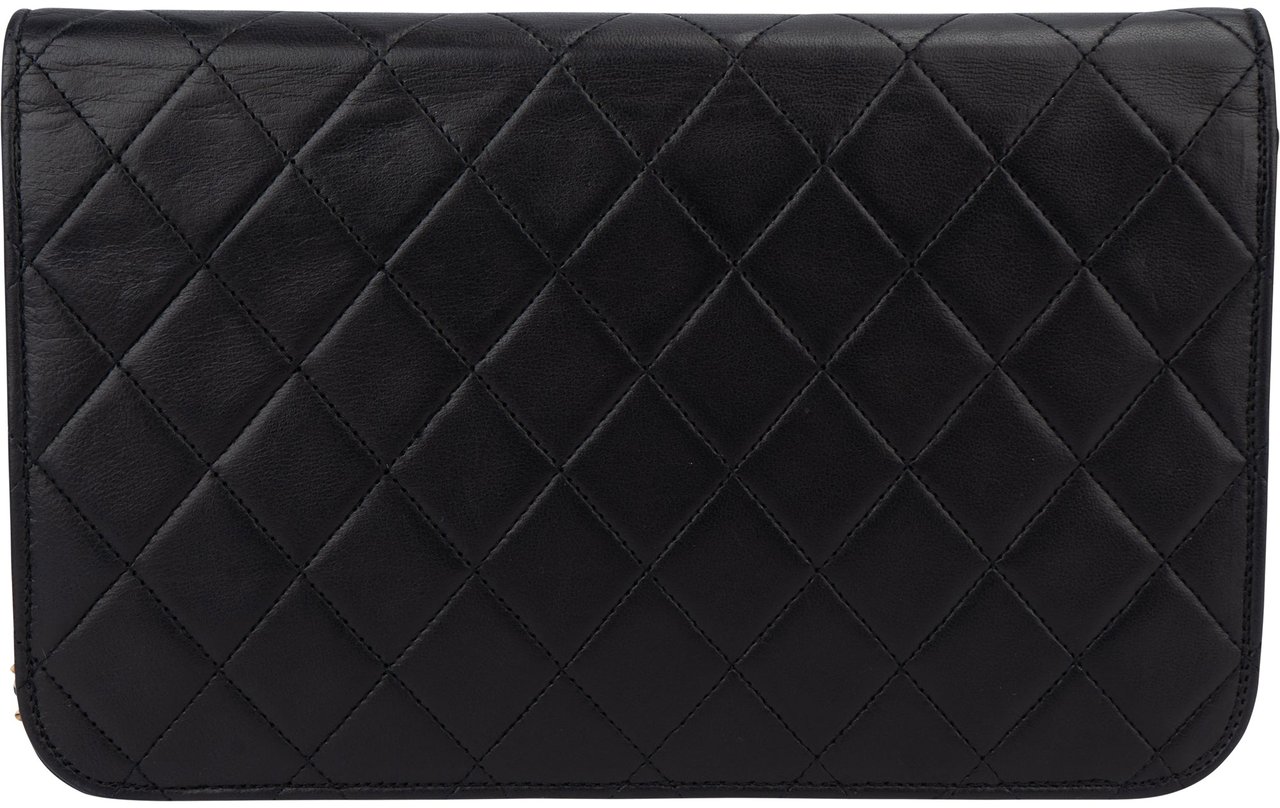 Chanel Chanel Quilted Lambskin 24K Gold Single Flap Shoulder Bag Blauw