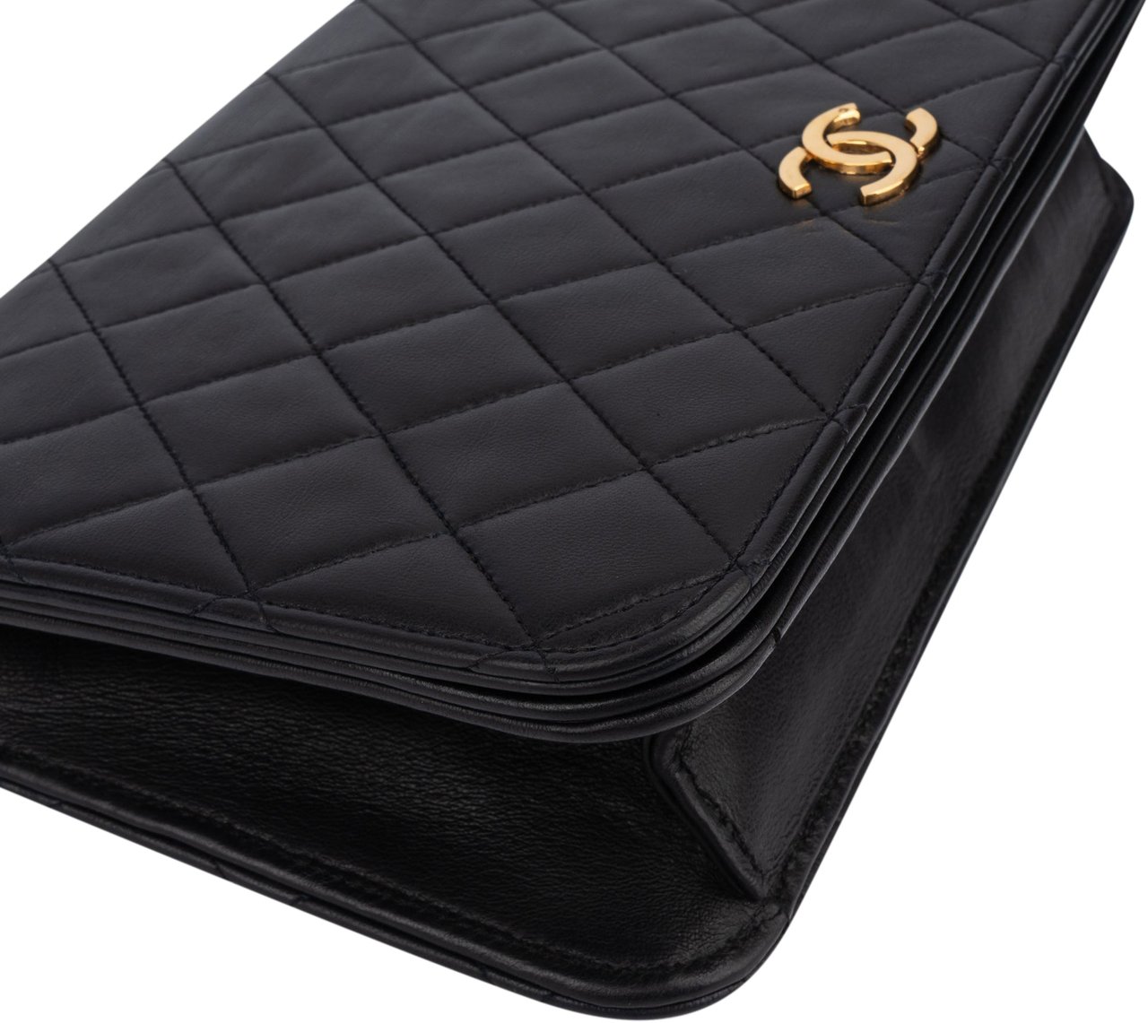 Chanel Chanel Quilted Lambskin 24K Gold Single Flap Shoulder Bag Blauw