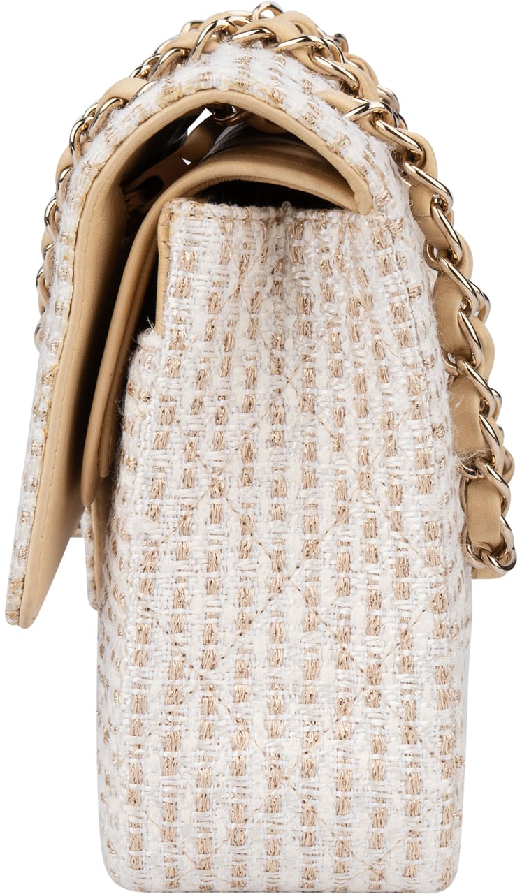 Chanel Chanel Quilted Tweed 24K Gold Medium Double Flap Crossbody Bag Divers