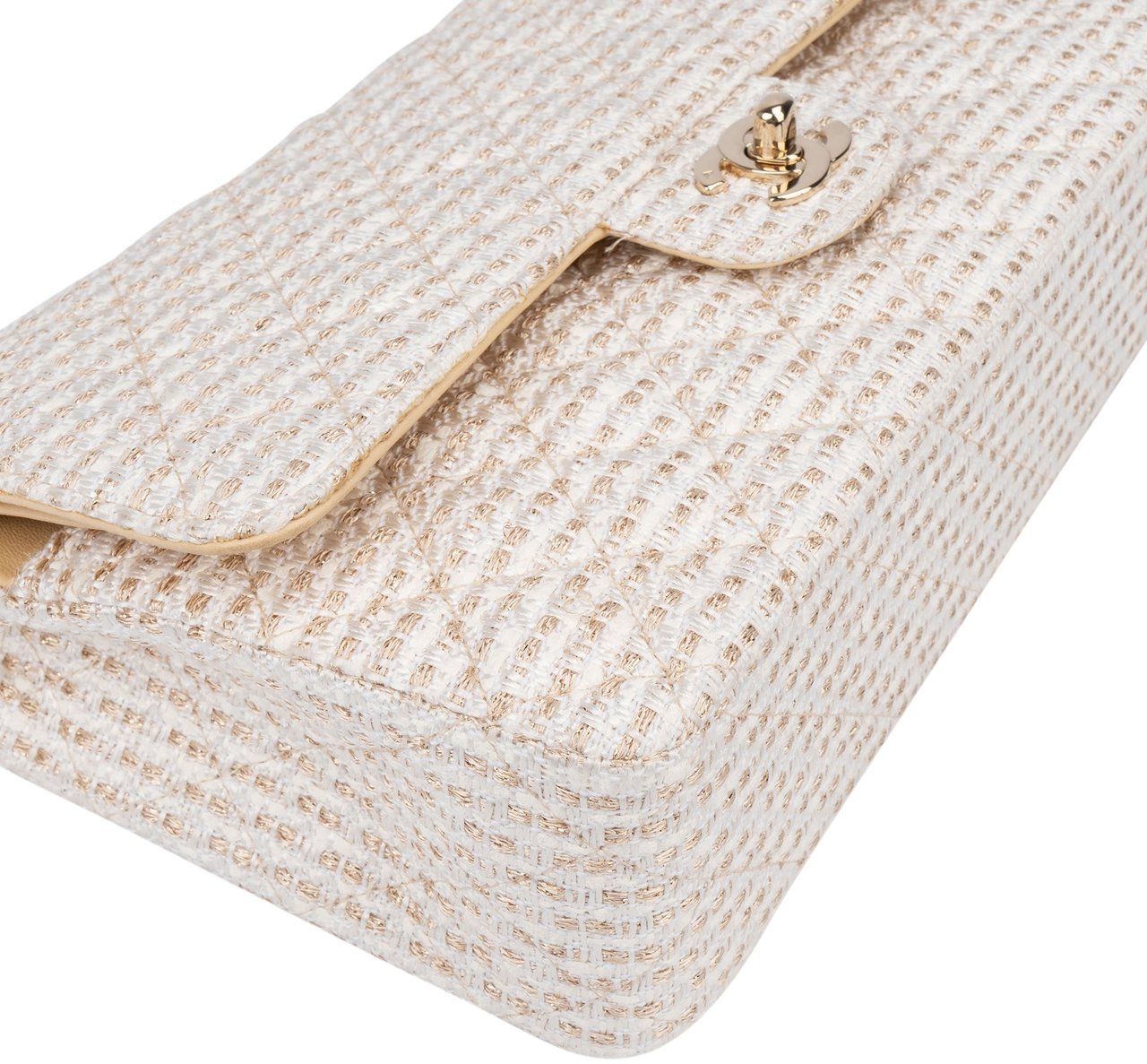 Chanel Chanel Quilted Tweed 24K Gold Medium Double Flap Crossbody Bag Divers