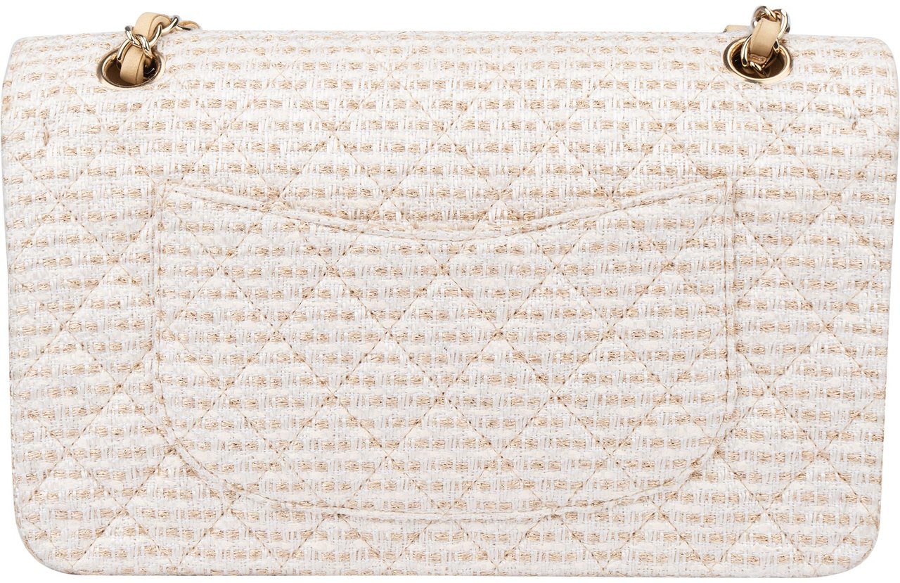 Chanel Chanel Quilted Tweed 24K Gold Medium Double Flap Crossbody Bag Divers