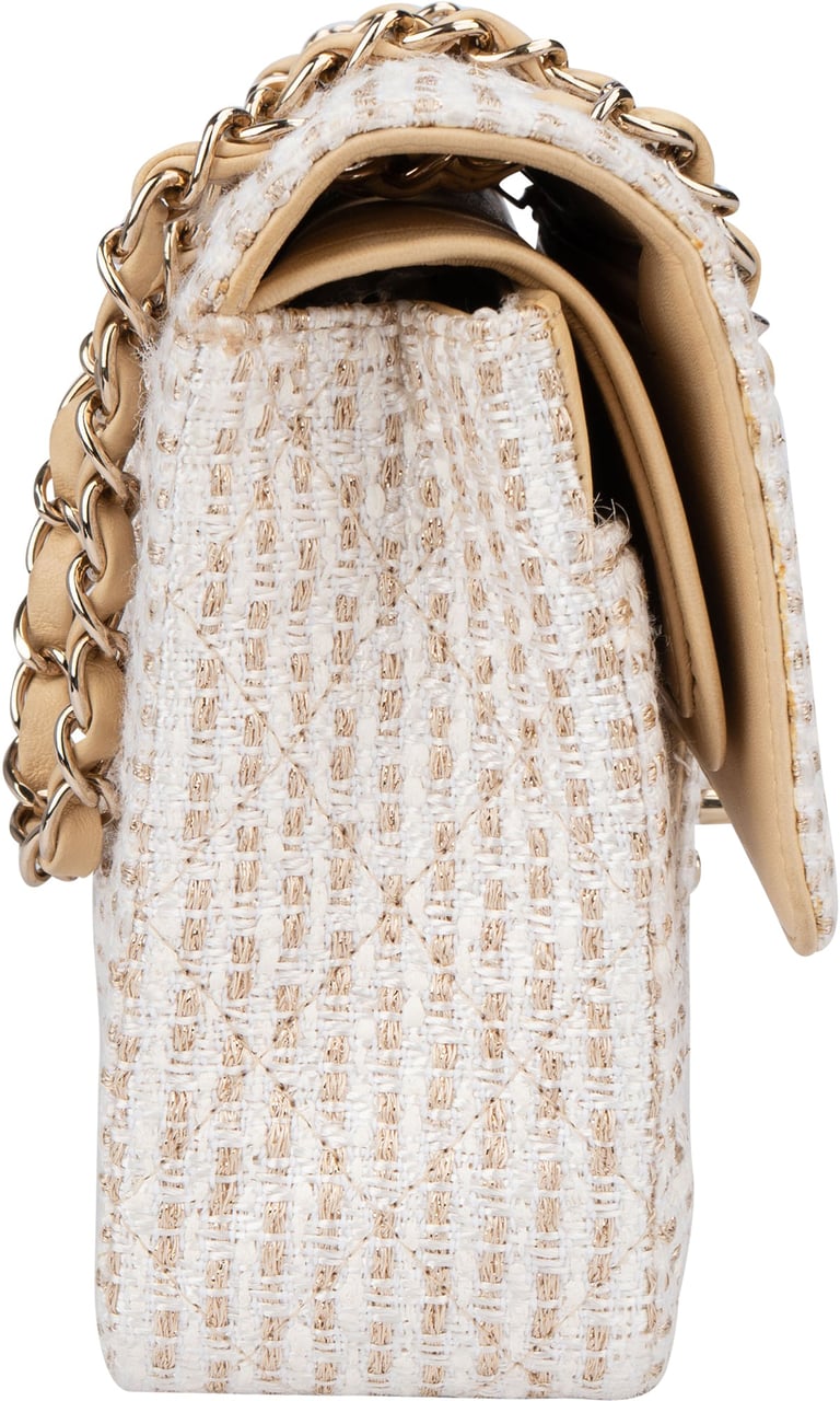 Chanel Chanel Quilted Tweed 24K Gold Medium Double Flap Crossbody Bag Divers