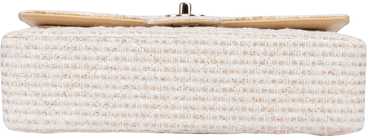 Chanel Chanel Quilted Tweed 24K Gold Medium Double Flap Crossbody Bag Divers