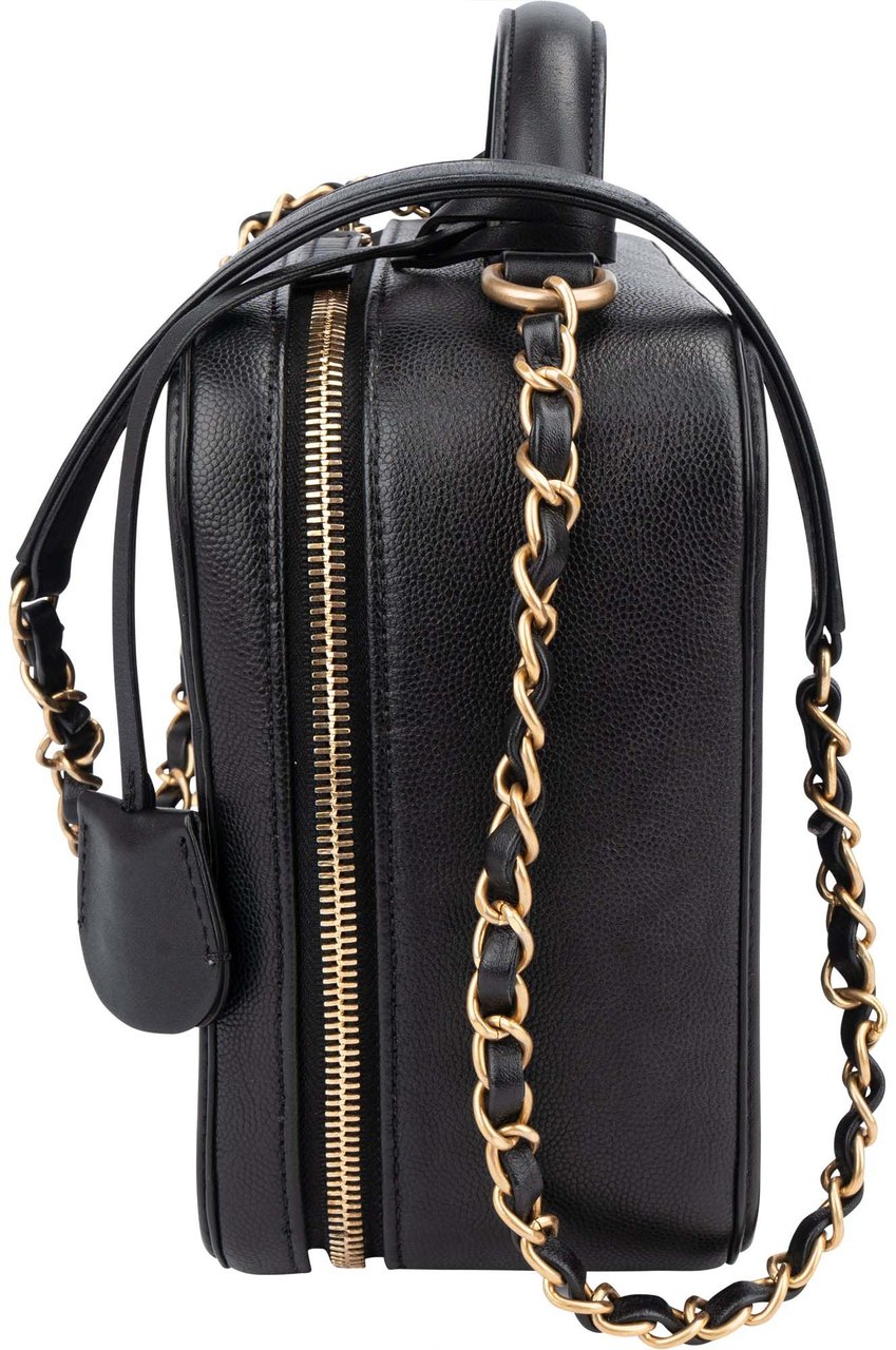 Chanel Chanel Quilted Caviar Leather Filigree Handbag Zwart