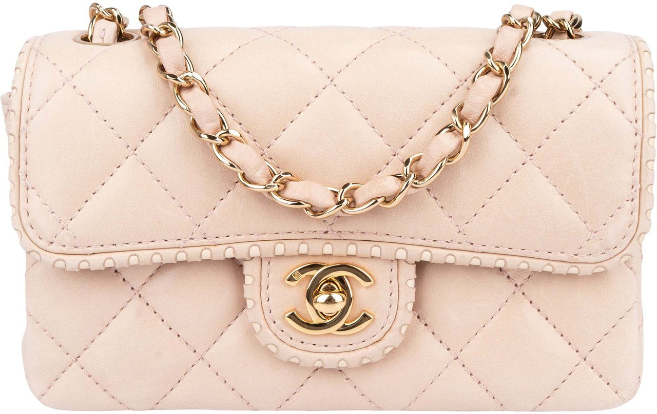 Chanel Chanel Quilted Lambskin 24K Gold Single Flap Crossbody Bag Roze
