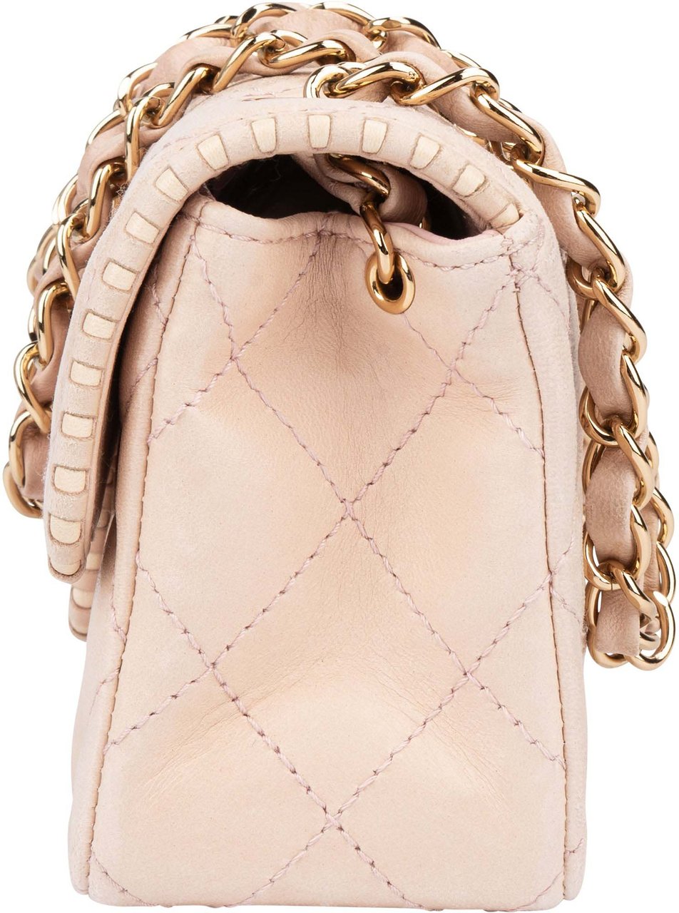 Chanel Chanel Quilted Lambskin 24K Gold Single Flap Crossbody Bag Roze