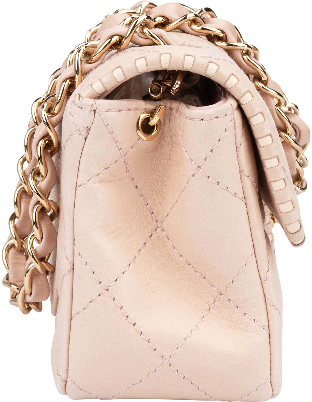 Chanel Chanel Quilted Lambskin 24K Gold Single Flap Crossbody Bag Roze