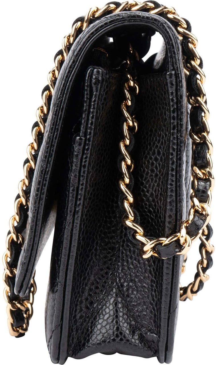 Chanel Chanel Quilted Caviar Leather Wallet On Chain Crossbody Bag Zwart