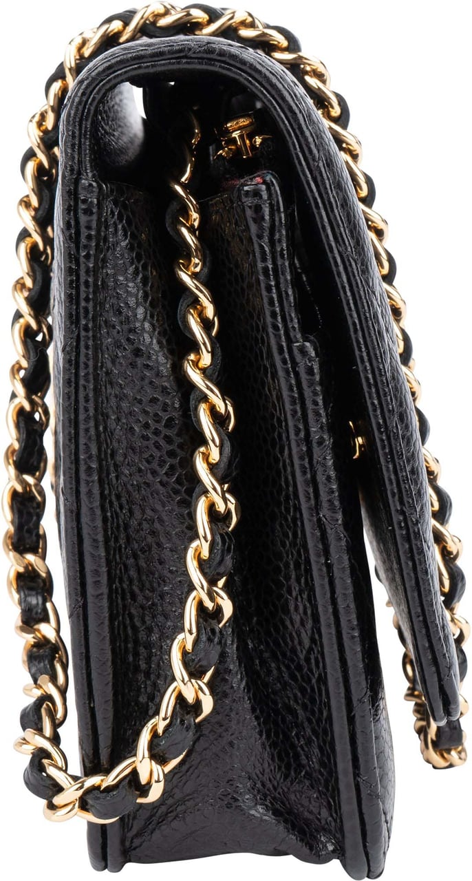 Chanel Chanel Quilted Caviar Leather Wallet On Chain Crossbody Bag Zwart