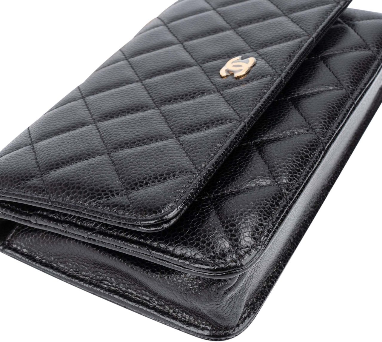 Chanel Chanel Quilted Caviar Leather Wallet On Chain Crossbody Bag Zwart