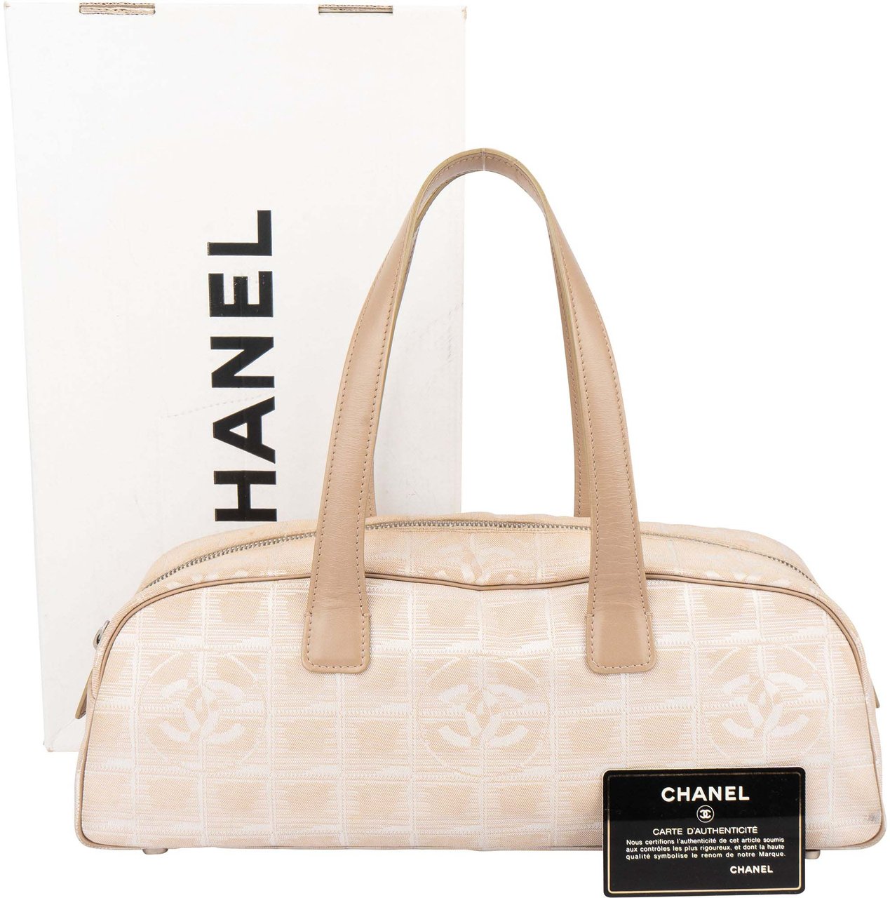 Chanel Chanel Travel Line Monogram Handbag Beige