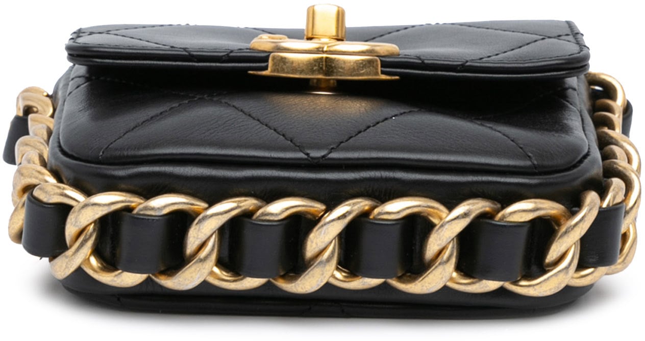 Chanel Mini Quilted Calfskin Framing Chain Flap Zwart