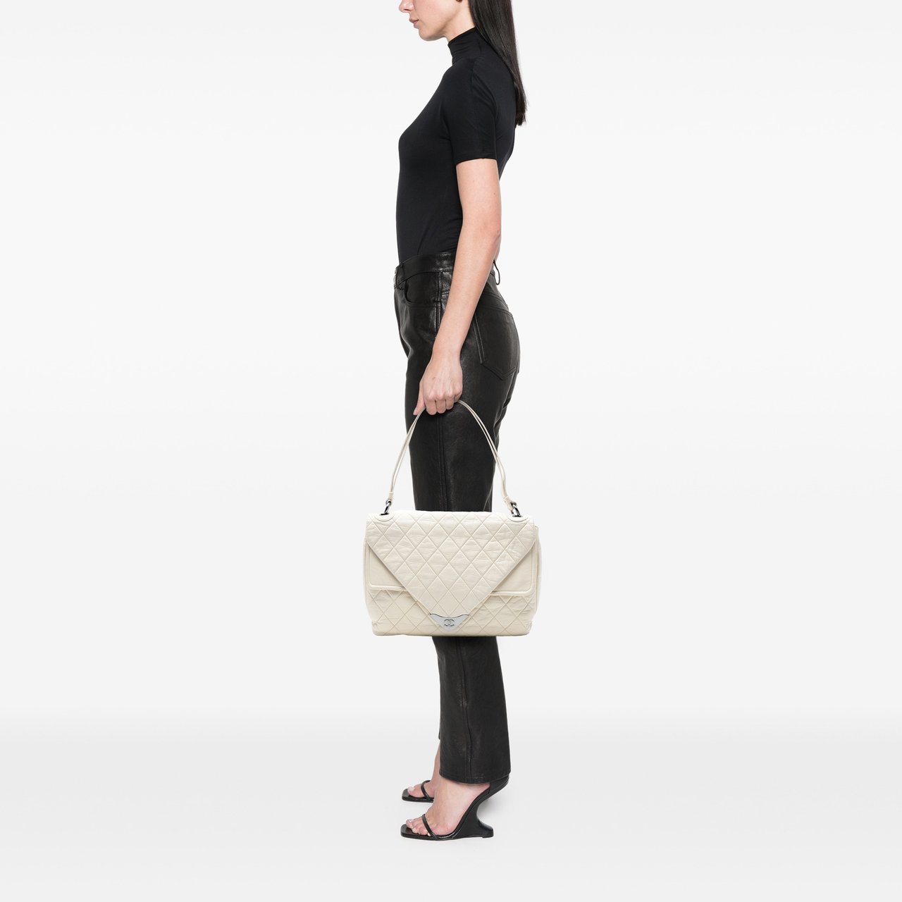 Chanel CC Quilted Lambskin Padded Envelope Double Flap Wit