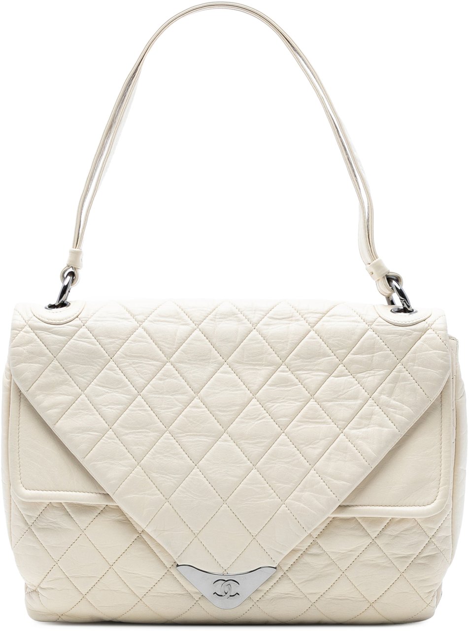 Chanel CC Quilted Lambskin Padded Envelope Double Flap Wit