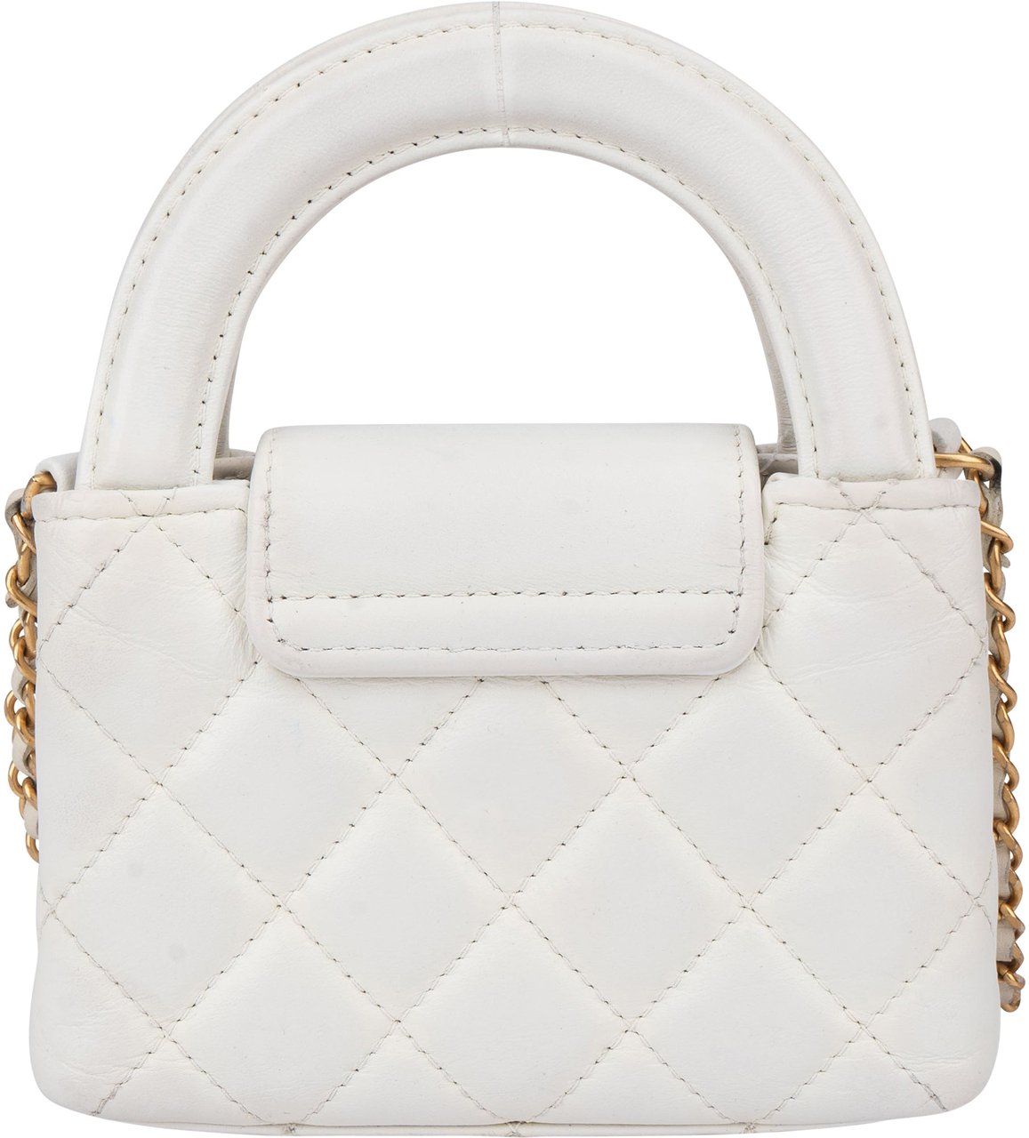 Chanel Chanel Quilted Lambskin Micro Kelly Handbag Wit