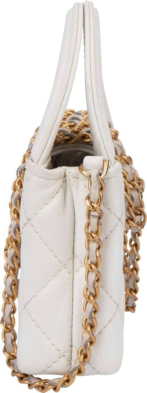 Chanel Chanel Quilted Lambskin Micro Kelly Handbag Wit