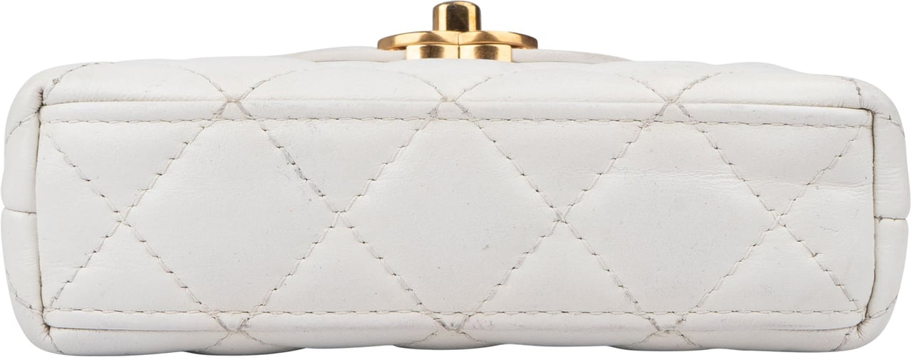 Chanel Chanel Quilted Lambskin Micro Kelly Handbag Wit