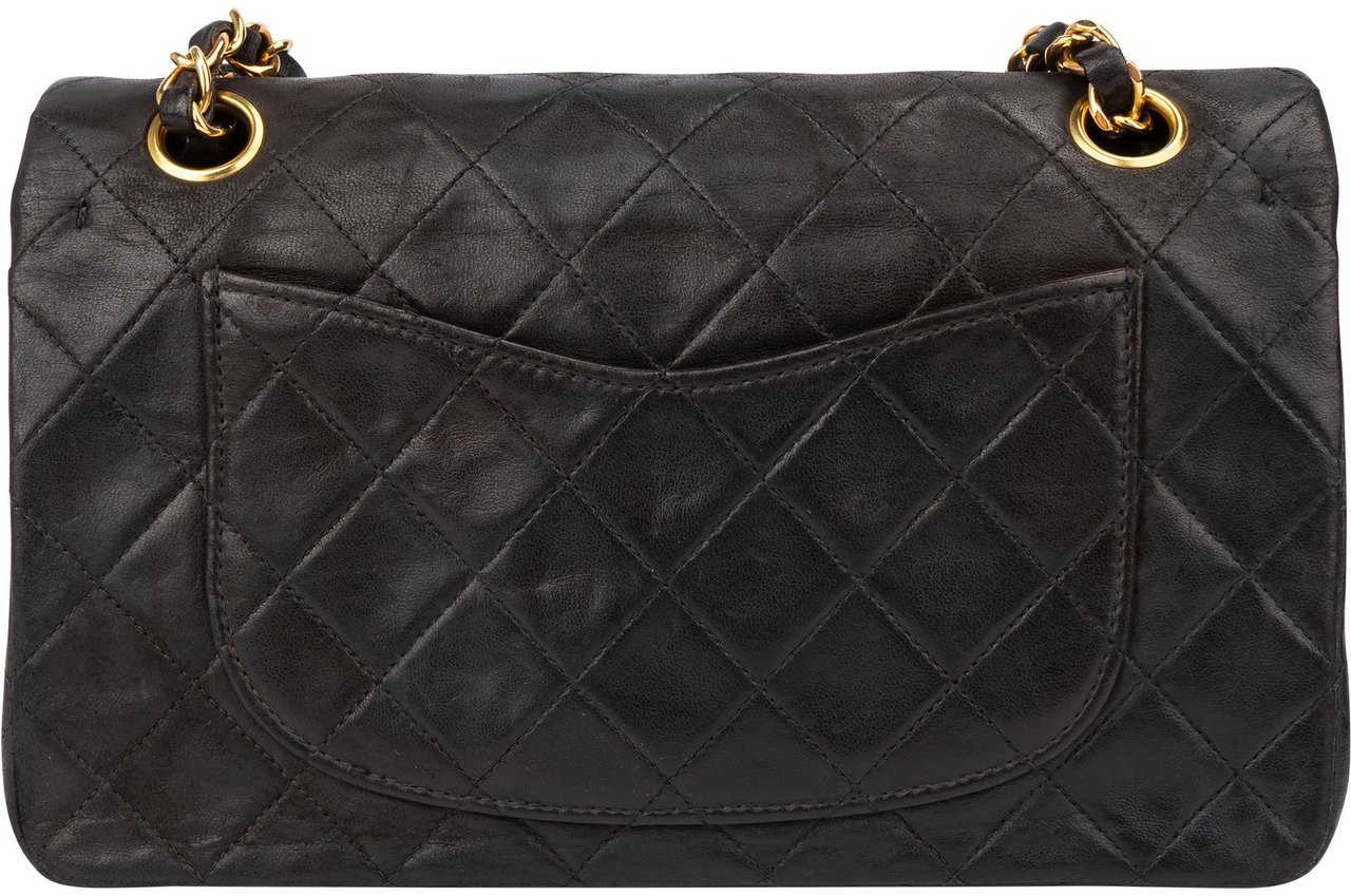 Chanel Chanel Quilted Lambskin 24K Gold Small Double Flap Crossbody Bag Bruin