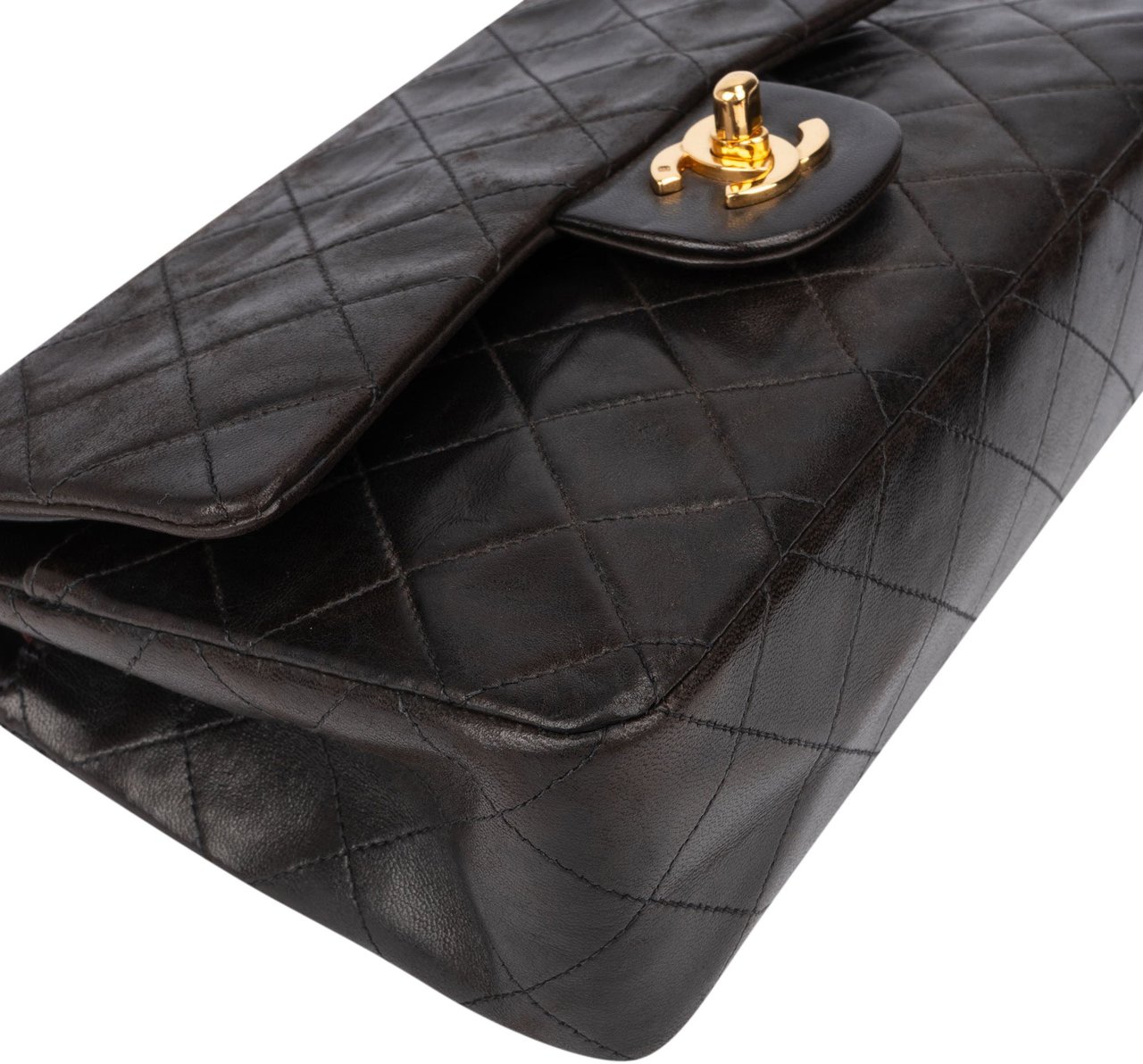 Chanel Chanel Quilted Lambskin 24K Gold Small Double Flap Crossbody Bag Bruin
