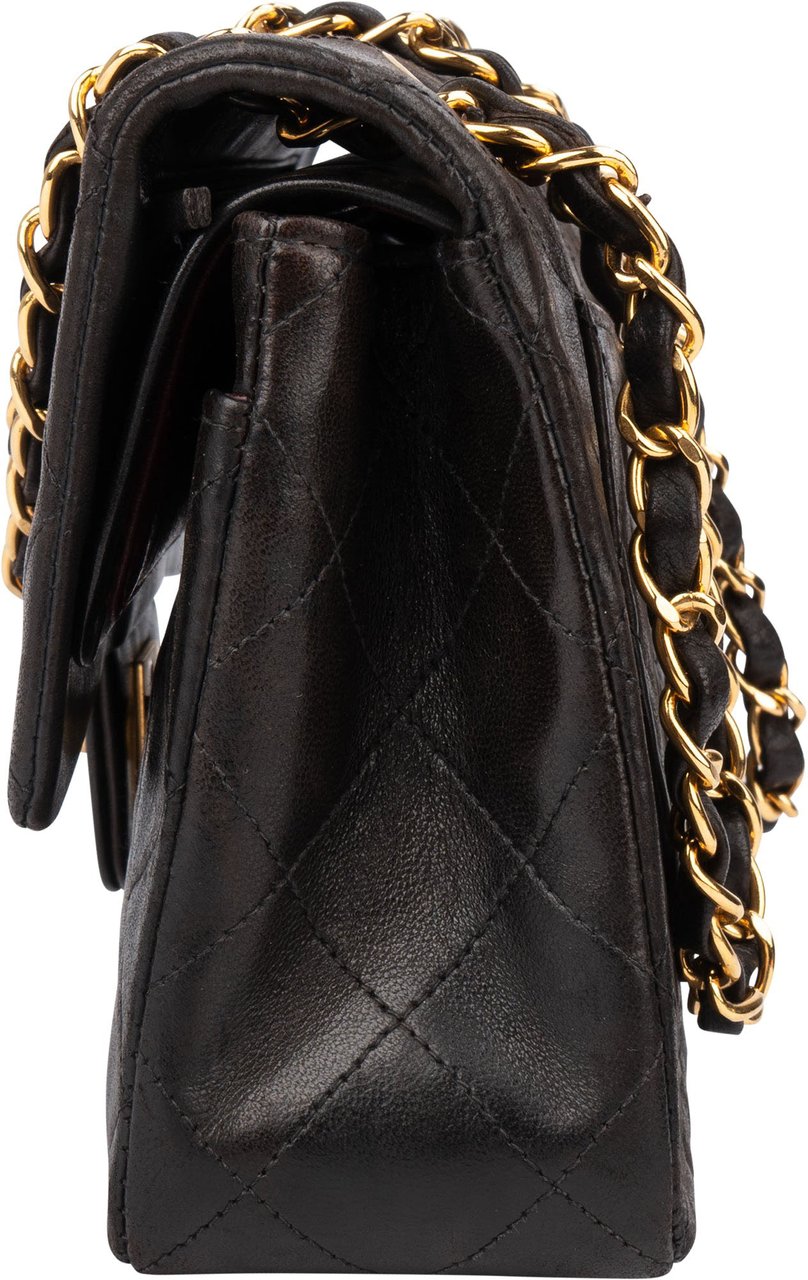 Chanel Chanel Quilted Lambskin 24K Gold Small Double Flap Crossbody Bag Bruin