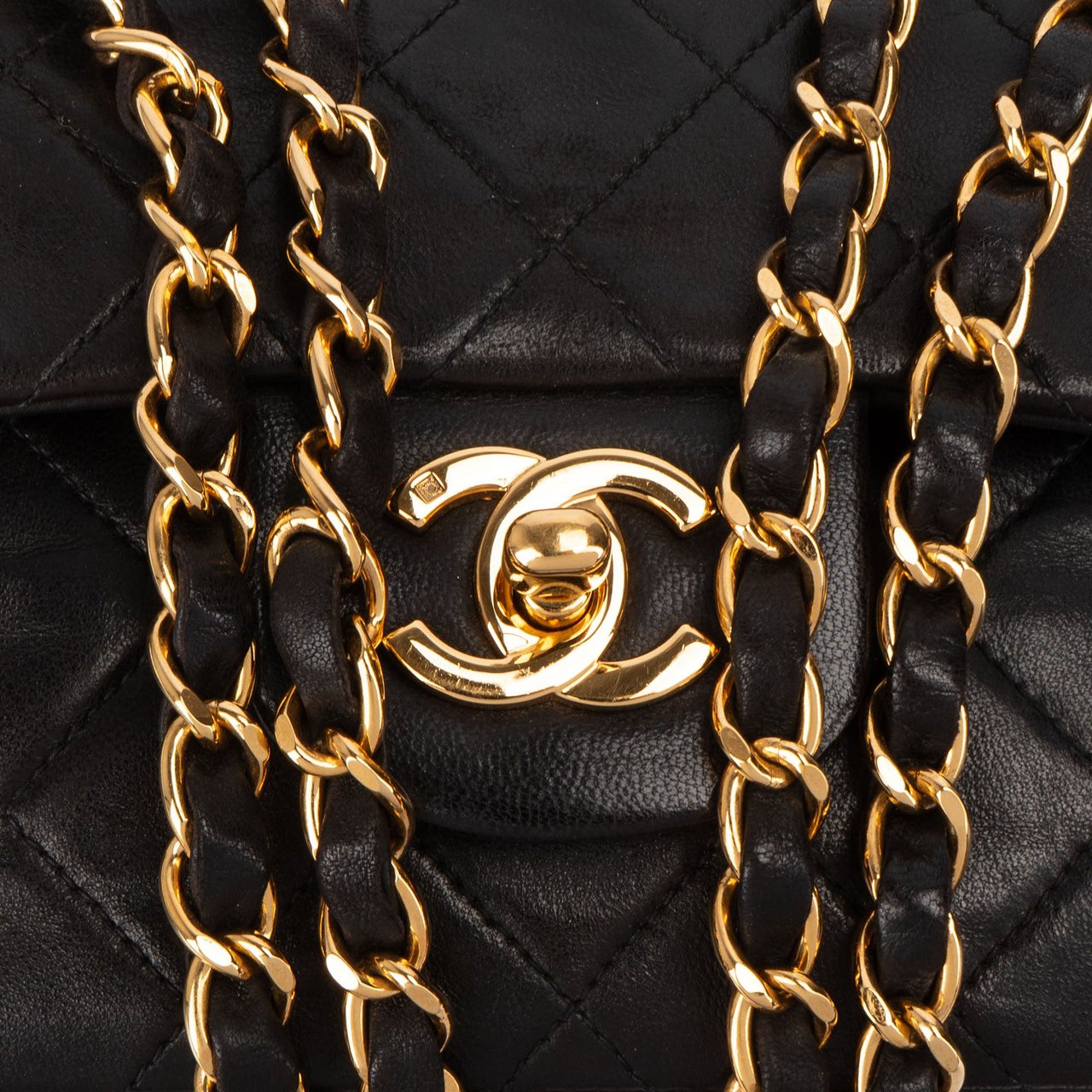 Chanel Chanel Quilted Lambskin 24K Gold Small Double Flap Crossbody Bag Bruin
