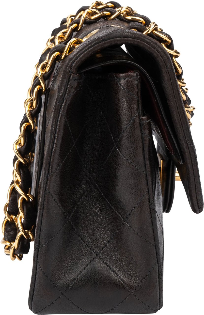 Chanel Chanel Quilted Lambskin 24K Gold Small Double Flap Crossbody Bag Bruin