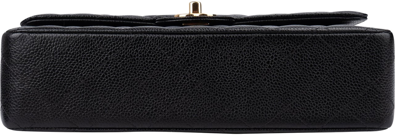 Chanel Chanel Quilted Caviar Leather Medium Double Flap Crossbody Bag Zwart