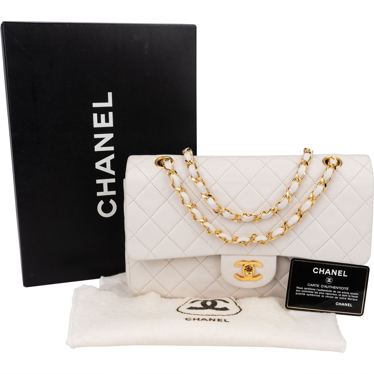 Chanel Chanel Quilted Lambskin 24K Gold Medium Double Flap Crossbody Bag Wit