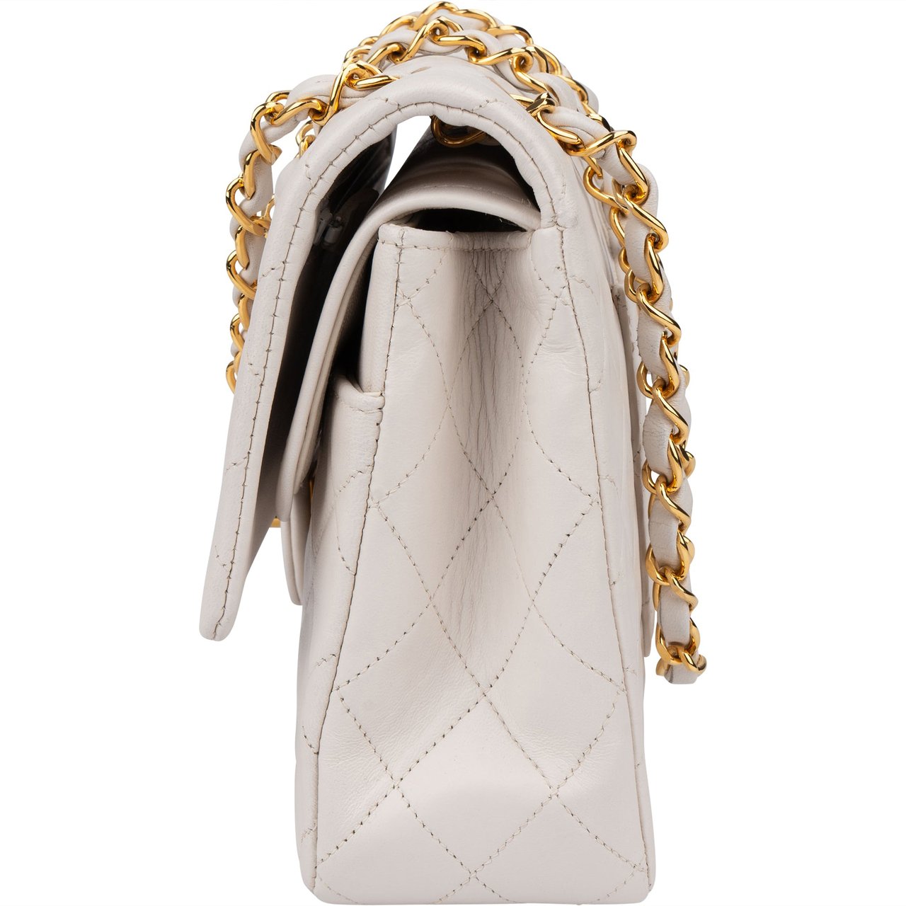 Chanel Chanel Quilted Lambskin 24K Gold Medium Double Flap Crossbody Bag Wit