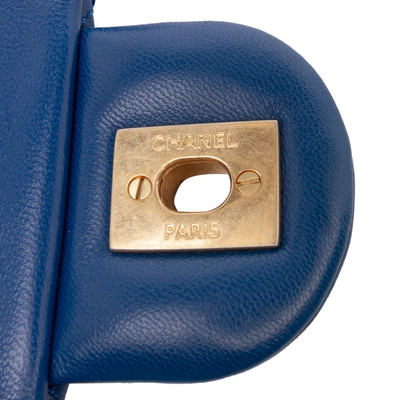 Chanel Mini Square Classic Lambskin Pearl Crush Single Flap Blauw