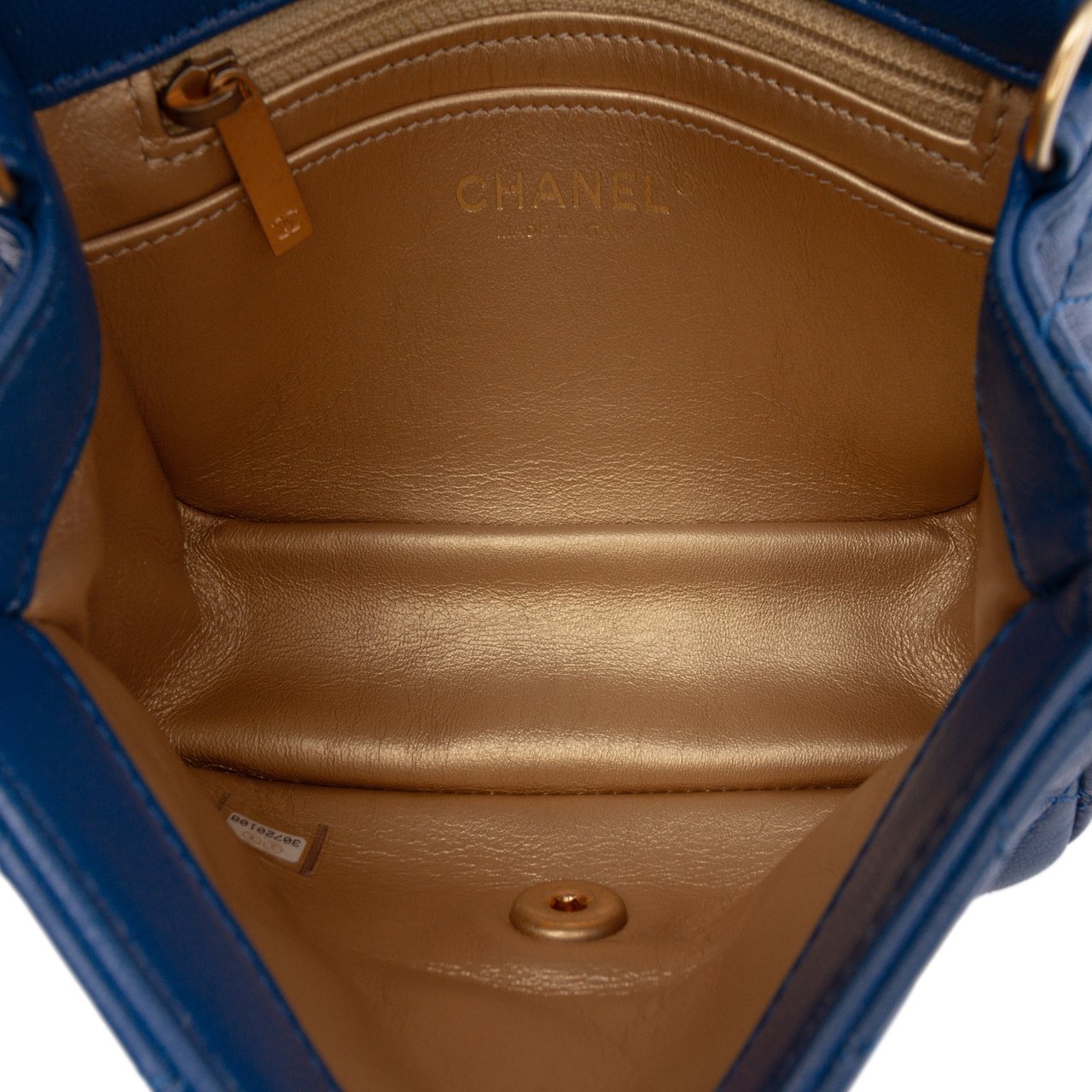 Chanel Mini Square Classic Lambskin Pearl Crush Single Flap Blauw