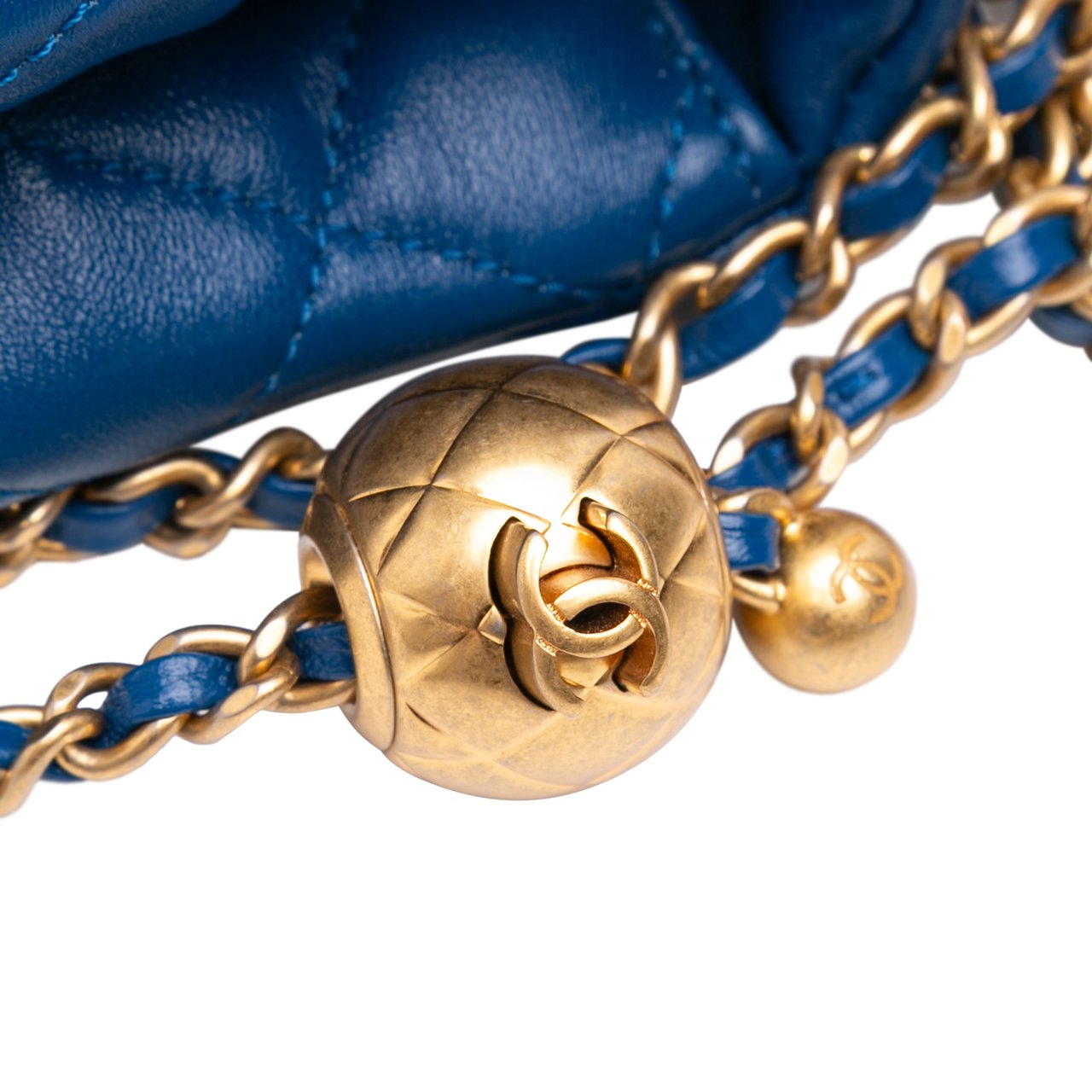 Chanel Mini Square Classic Lambskin Pearl Crush Single Flap Blauw