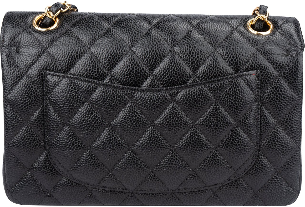 Chanel Chanel Quilted Caviar Leather Small Double Flap Crossbody Bag Zwart