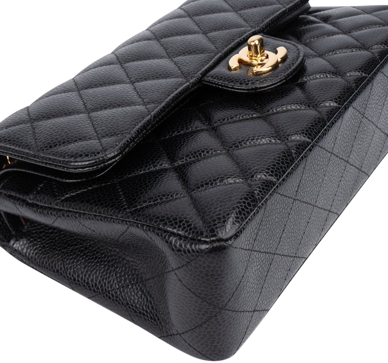 Chanel Chanel Quilted Caviar Leather Small Double Flap Crossbody Bag Zwart