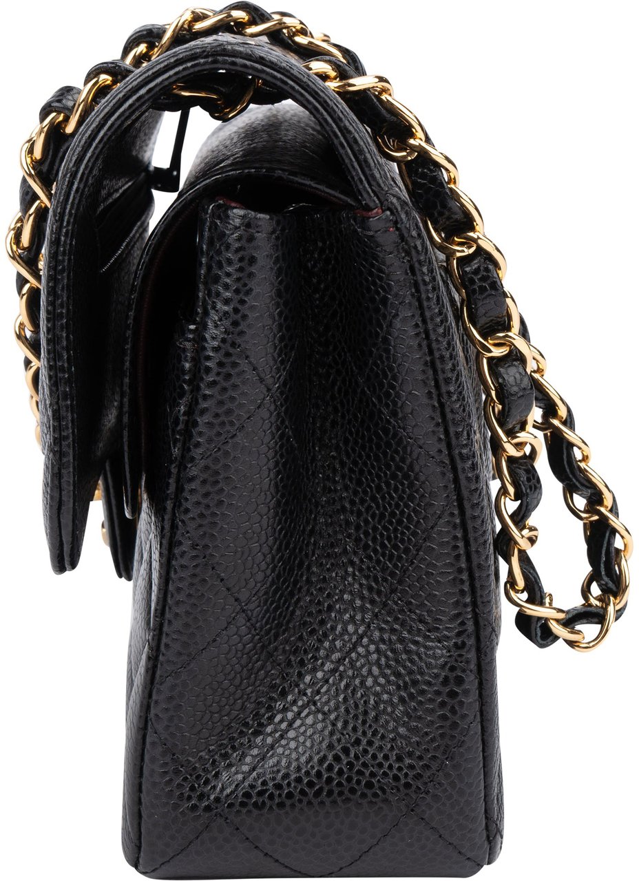 Chanel Chanel Quilted Caviar Leather Small Double Flap Crossbody Bag Zwart