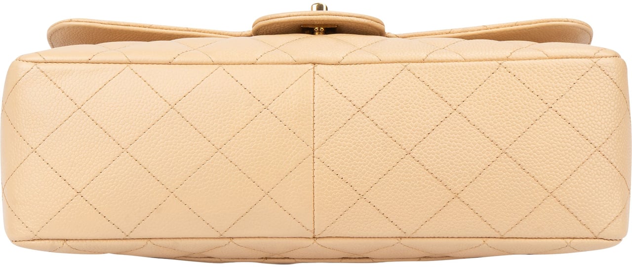Chanel Chanel Quilted Caviar Leather Jumbo Single Flap Crossbody Bag Beige