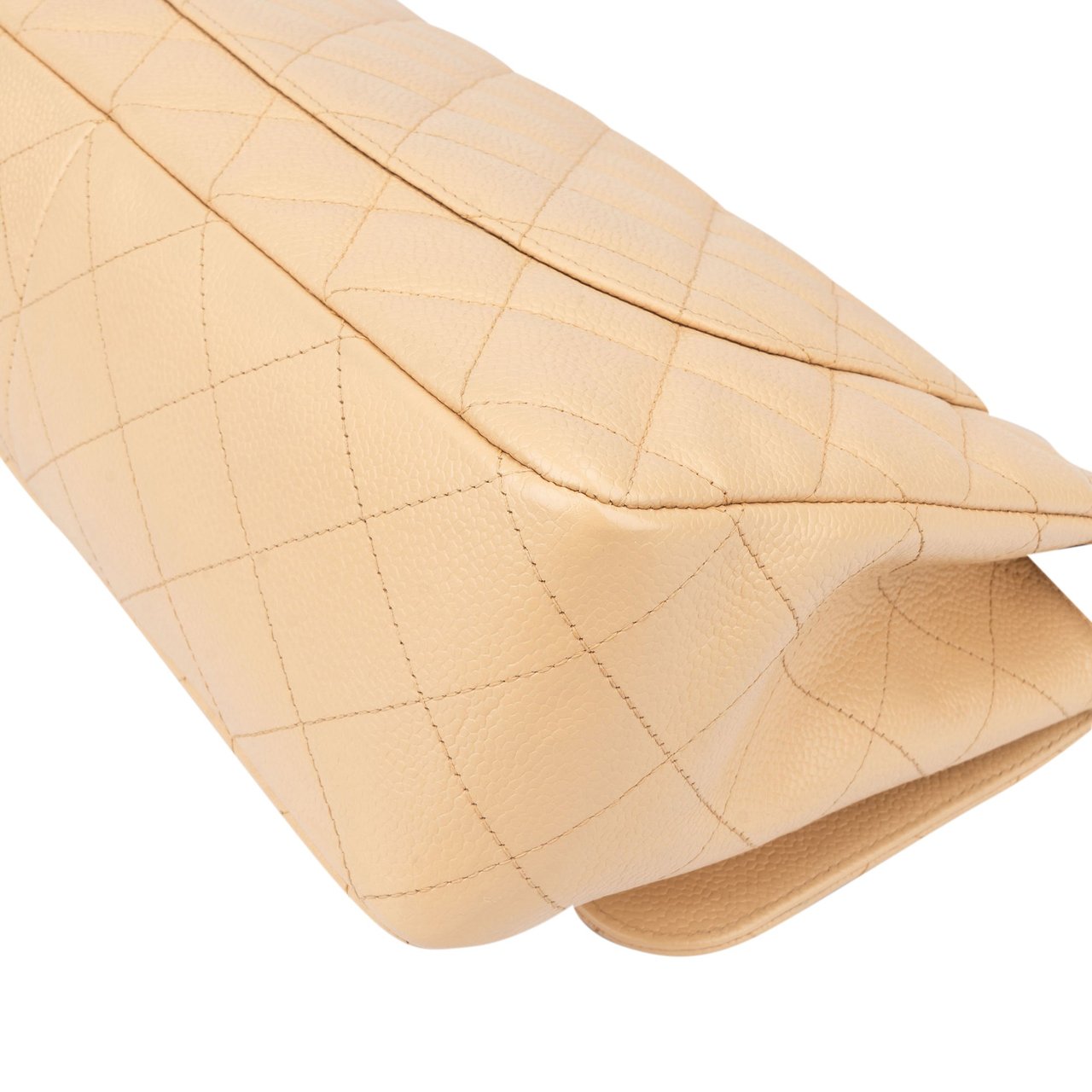 Chanel Chanel Quilted Caviar Leather Jumbo Single Flap Crossbody Bag Beige