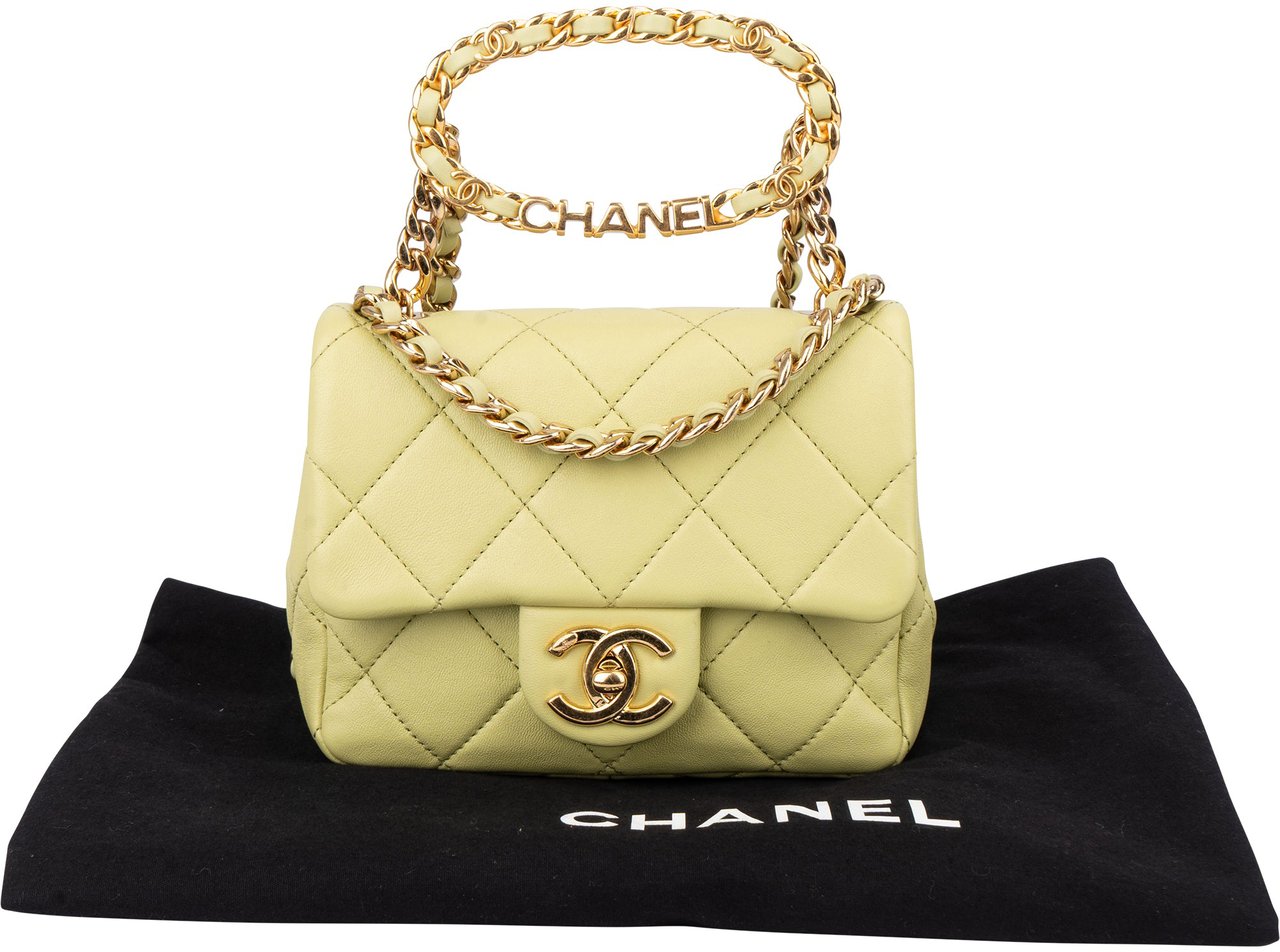 Chanel Chanel Quilted Lambskin Single Flap Crossbody Bag Groen