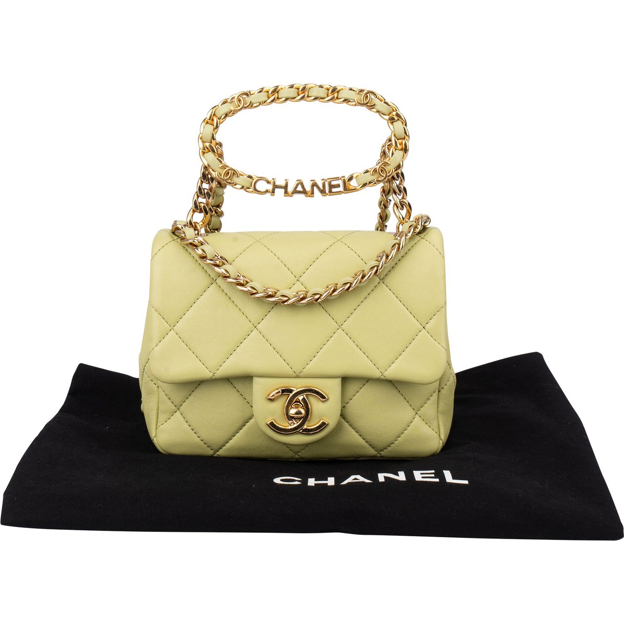 Chanel Chanel Quilted Lambskin Single Flap Crossbody Bag Groen