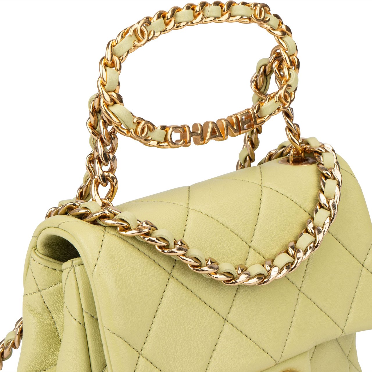 Chanel Chanel Quilted Lambskin Single Flap Crossbody Bag Groen