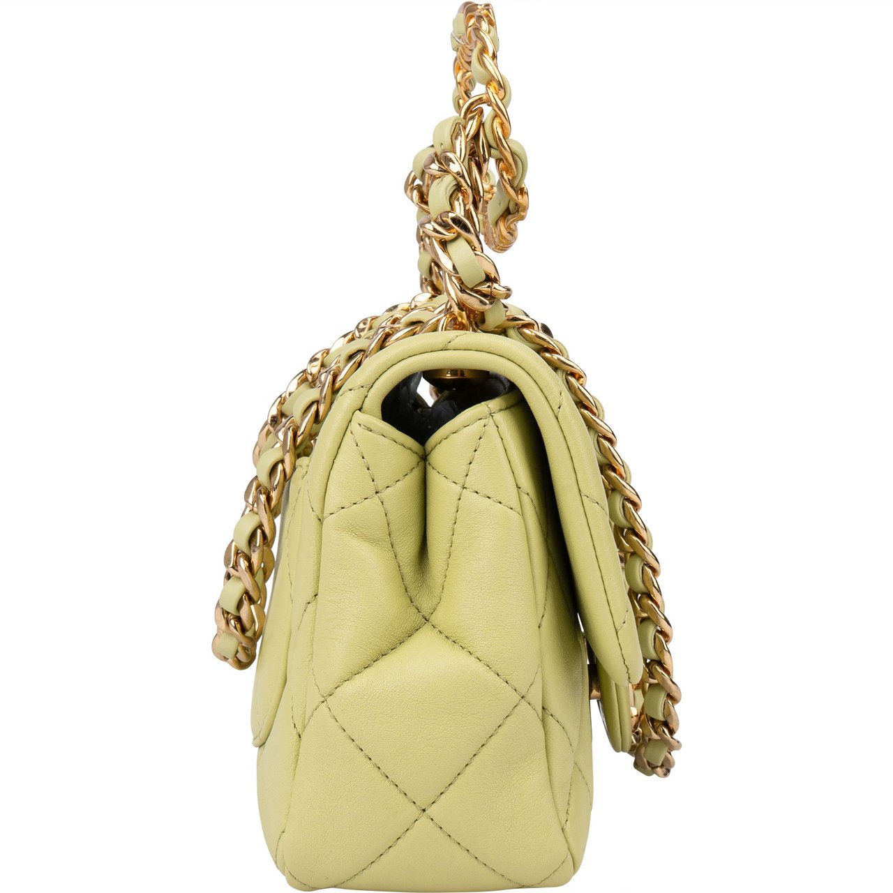 Chanel Chanel Quilted Lambskin Single Flap Crossbody Bag Groen