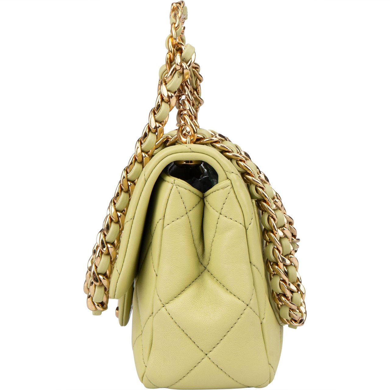 Chanel Chanel Quilted Lambskin Single Flap Crossbody Bag Groen