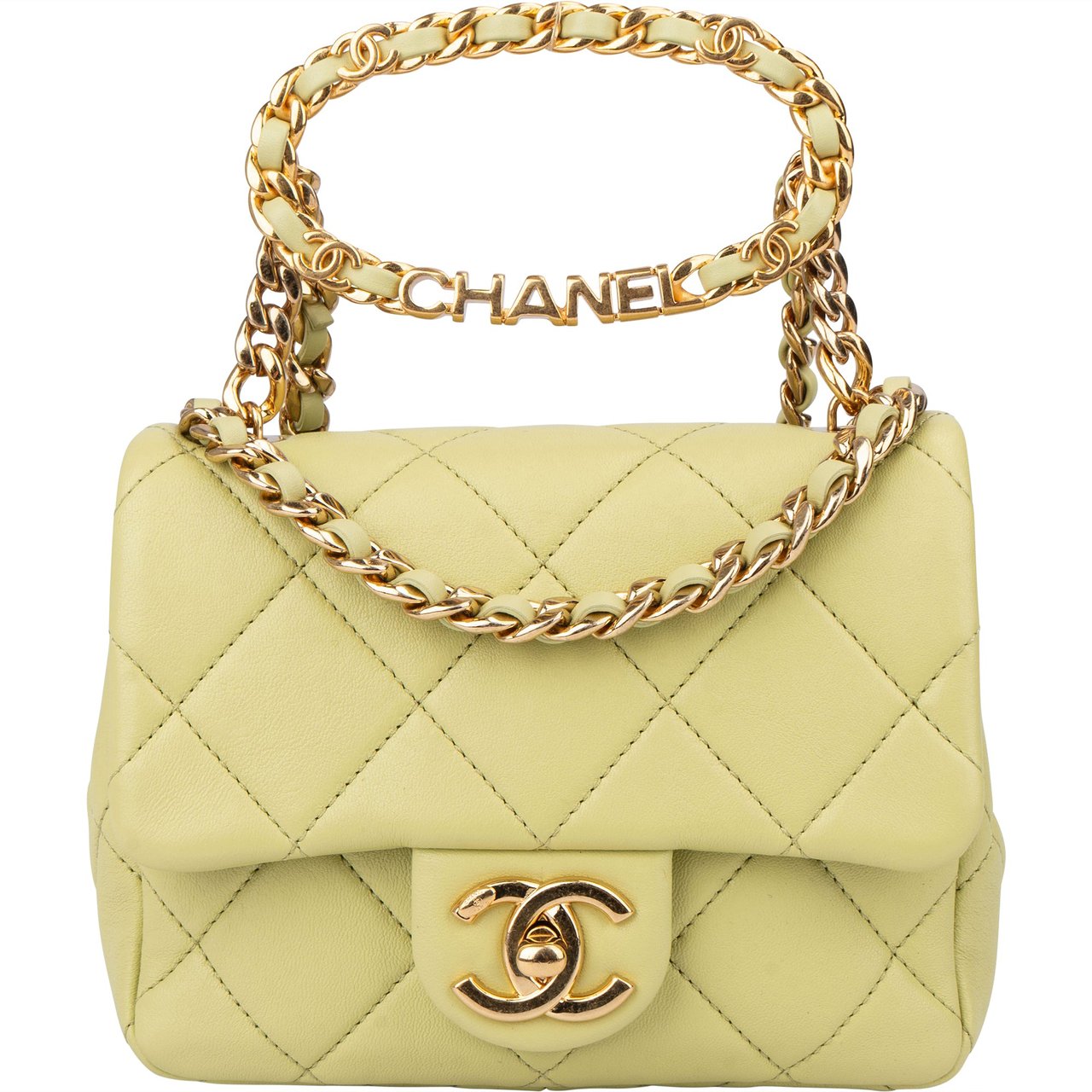 Chanel Chanel Quilted Lambskin Single Flap Crossbody Bag Groen