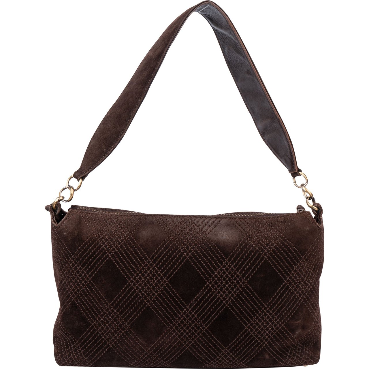 Chanel Chanel Stitching Suede Leather CC Shoulder Bag Bruin