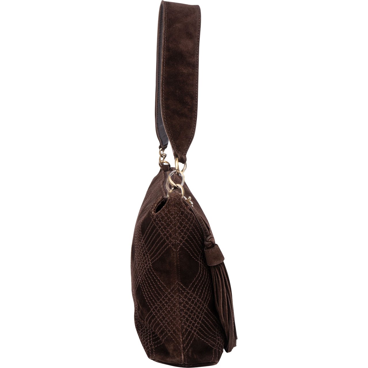 Chanel Chanel Stitching Suede Leather CC Shoulder Bag Bruin