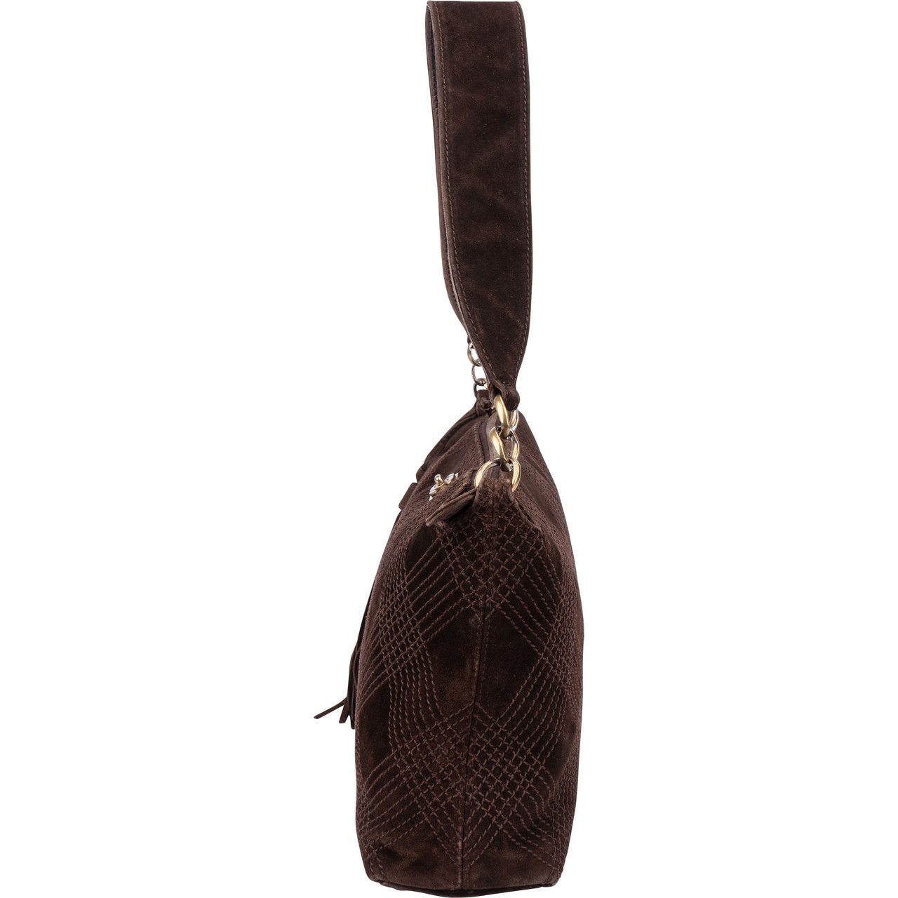 Chanel Chanel Stitching Suede Leather CC Shoulder Bag Bruin